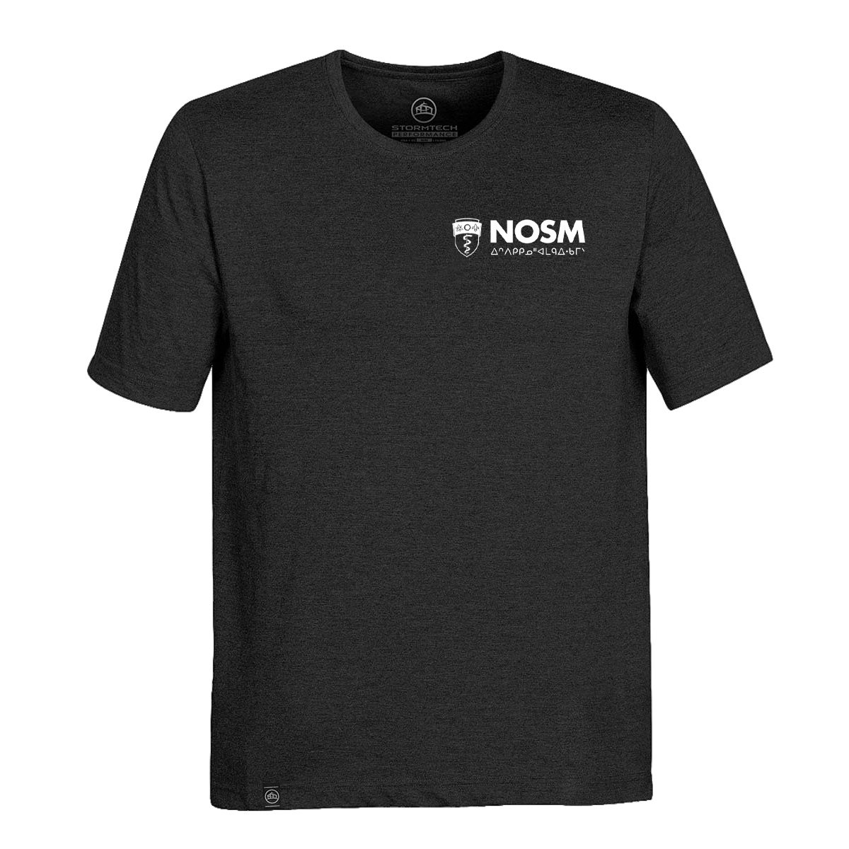 T-shirt mockup with the Anishinaabe NOSM University logo