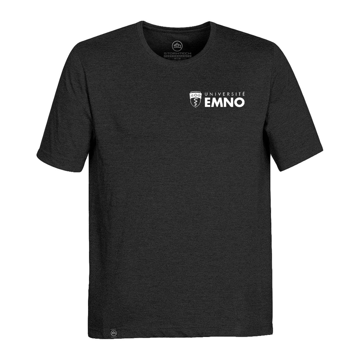 T-shirt mockup with the French NOSM University logo