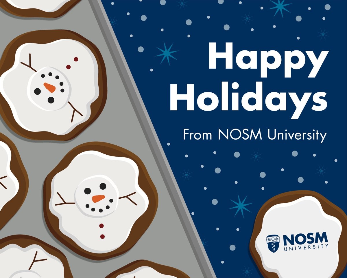 Holiday card concept with the snowman cookie, dark version