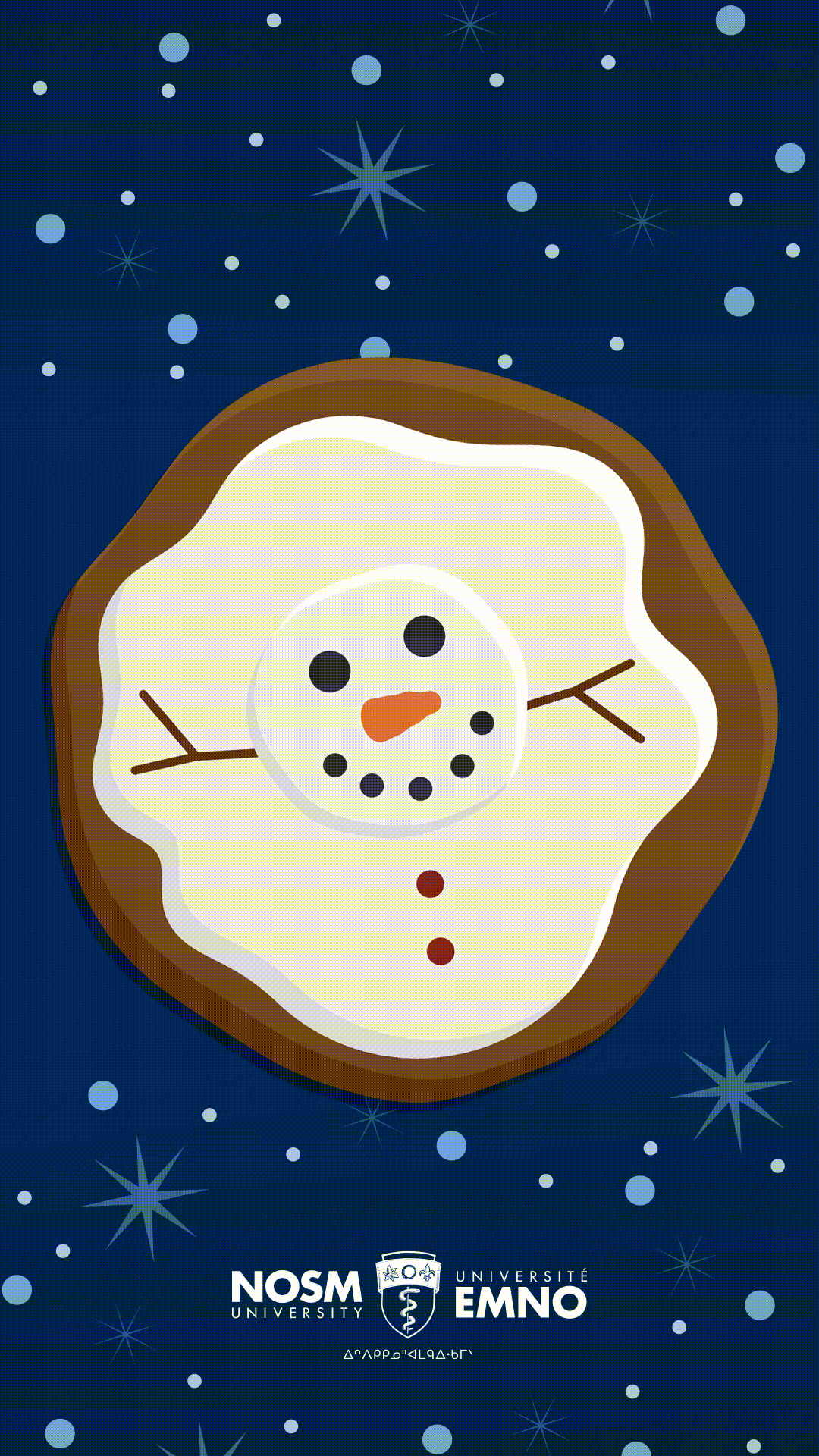 Holiday motion graphic of a snowman cookie
