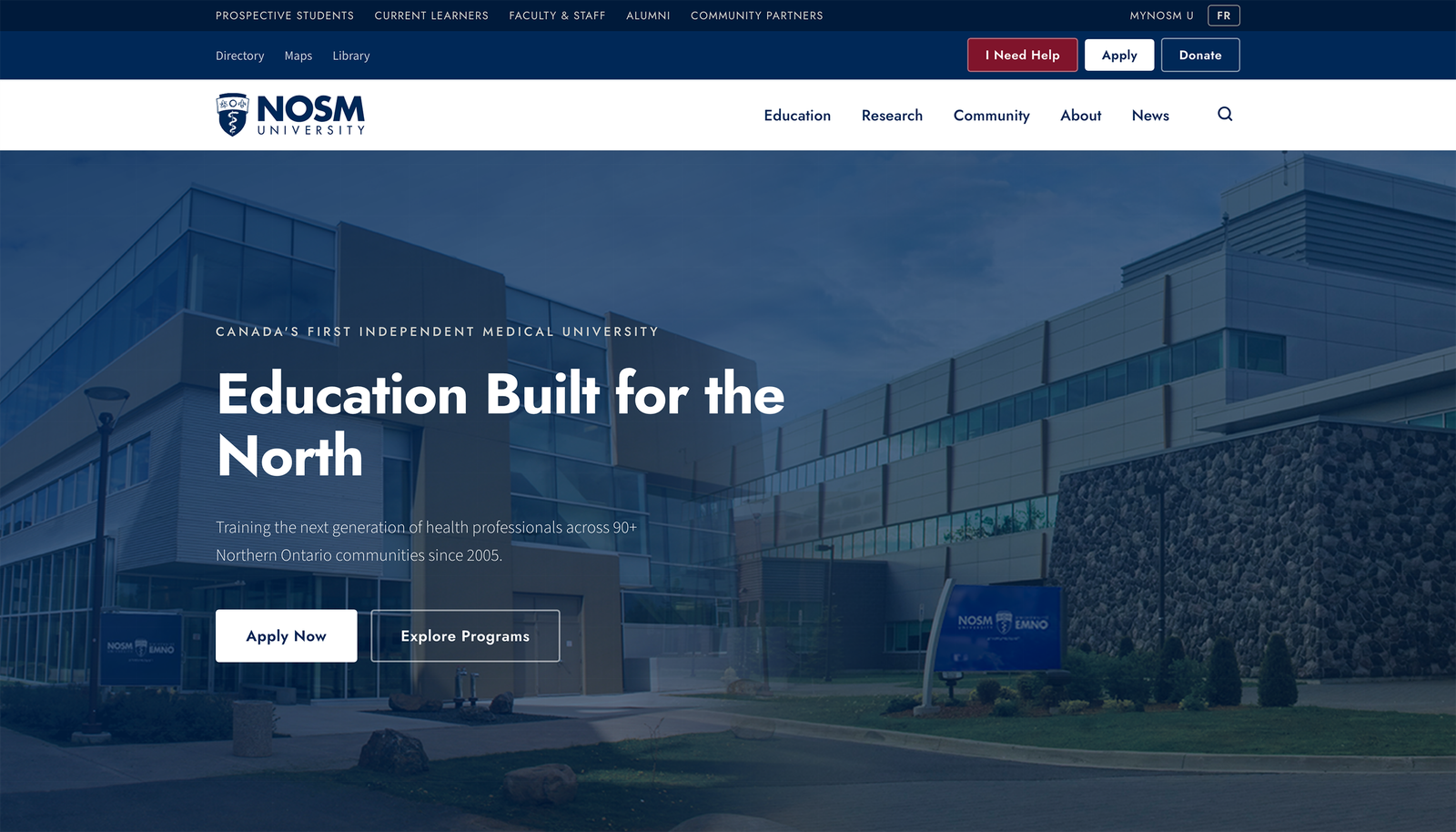 Redesigned nosm.ca homepage prototype